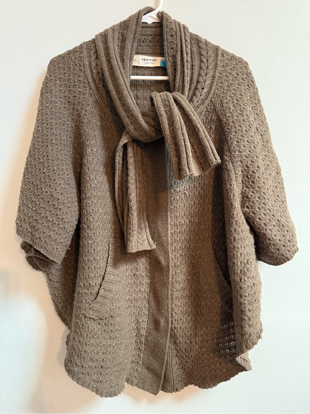 Sparrow Anthropologie Brown Knit Shawl-Collar Sweater